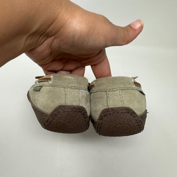 LL Bean Women's Handsewn Suede Flannel Lined Moccasin Peat Moss Slip On - Picture 8 of 12
